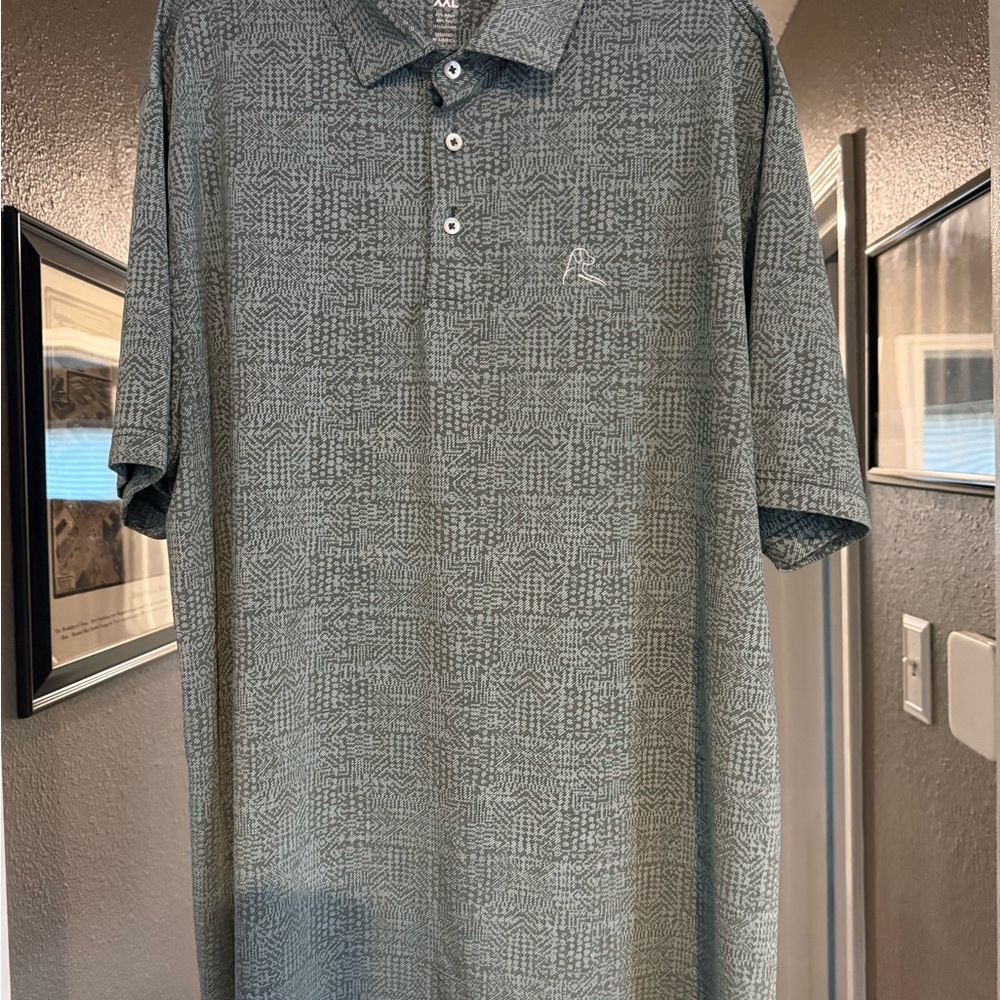 Rhoback Men's Polo in Heathered Green with Subtle Pattern